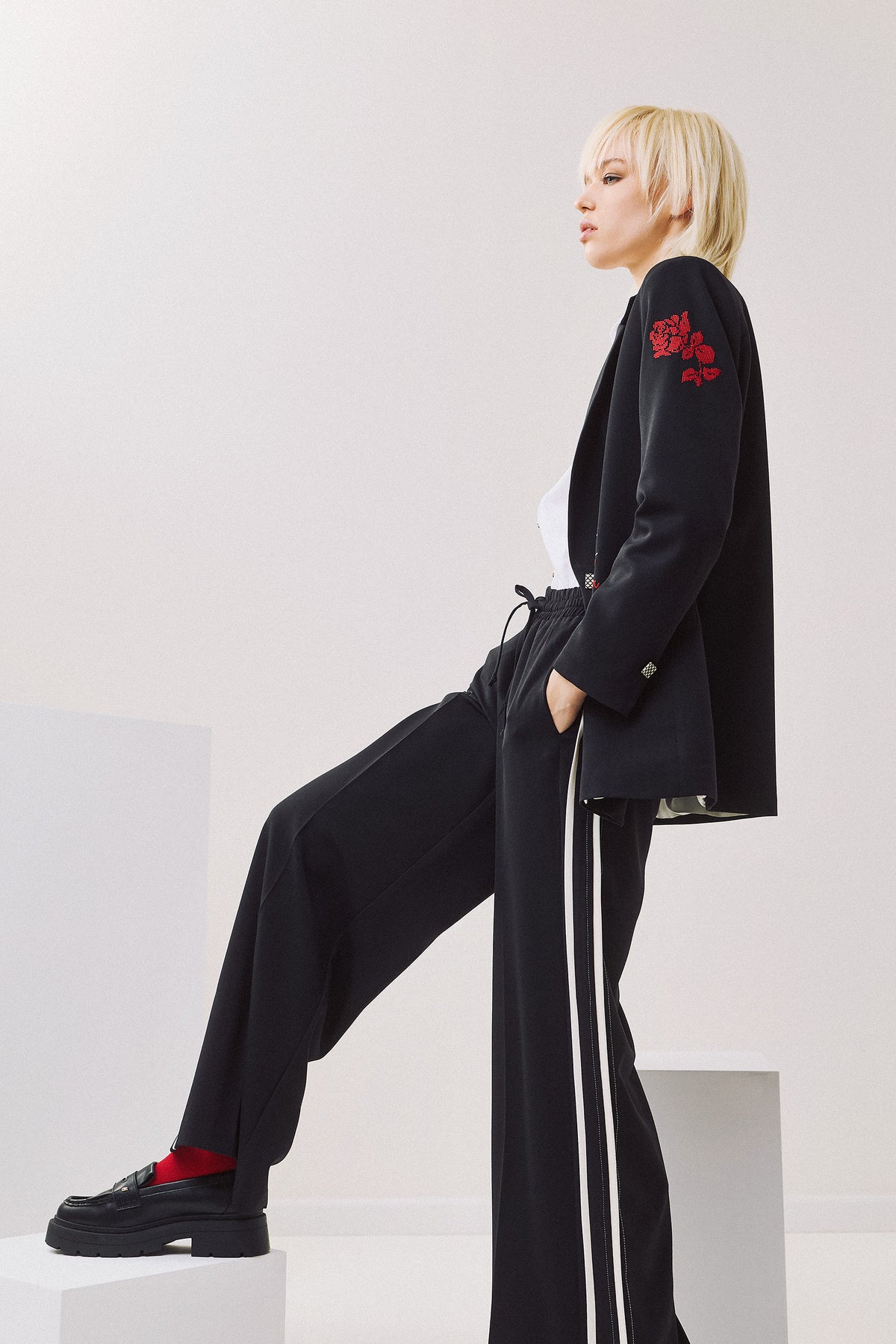 Figaro Black Pants With White Detail