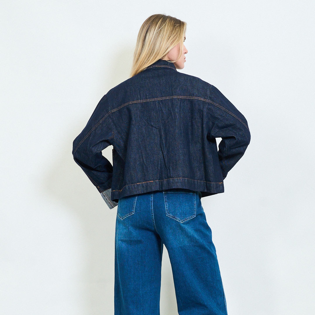 Cropped Dark Denim Jacket