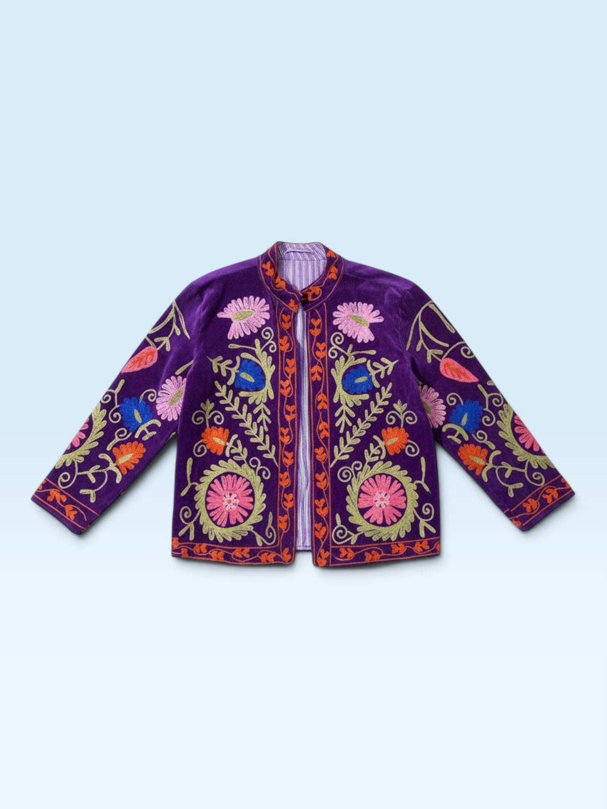 Embroidered Bloom Jacket Velvet Purple