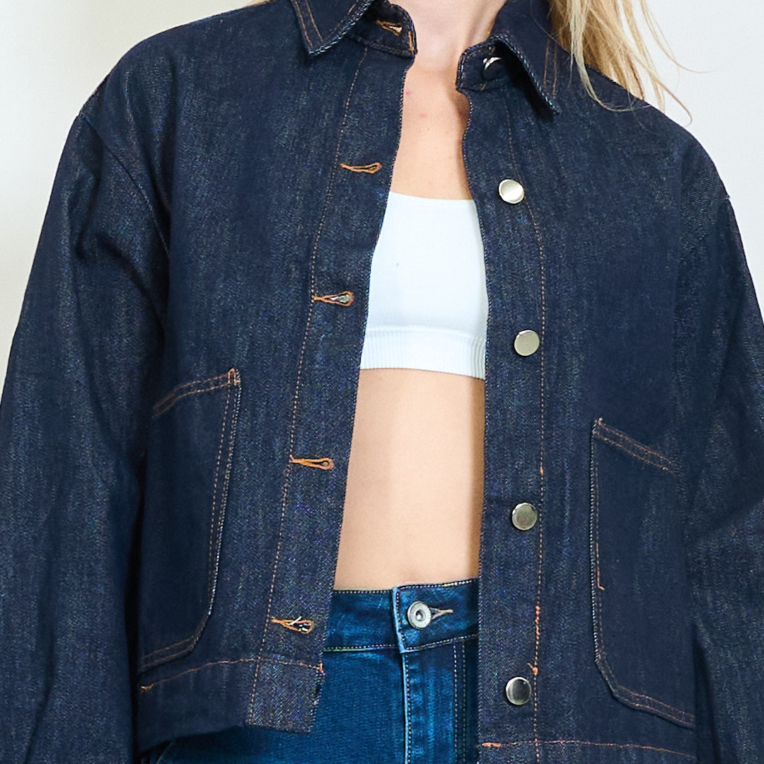 Cropped Dark Denim Jacket