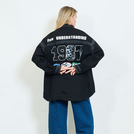 Oversized Black Shirt Jacket