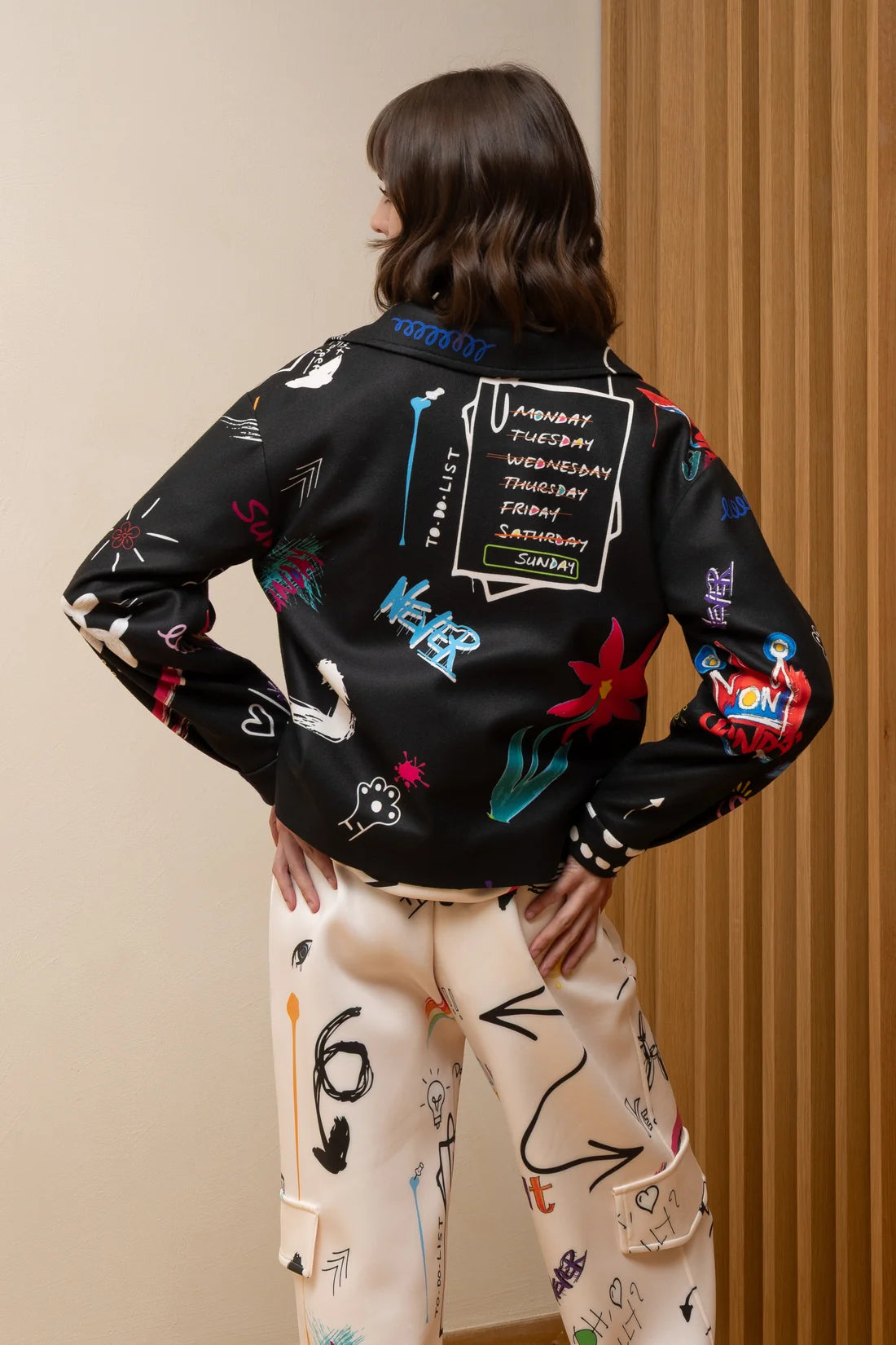 Never on Sunday Mood Crop Jacket Black