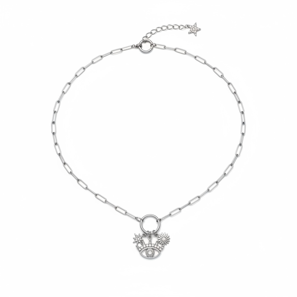 Silver Eye Charm Necklace