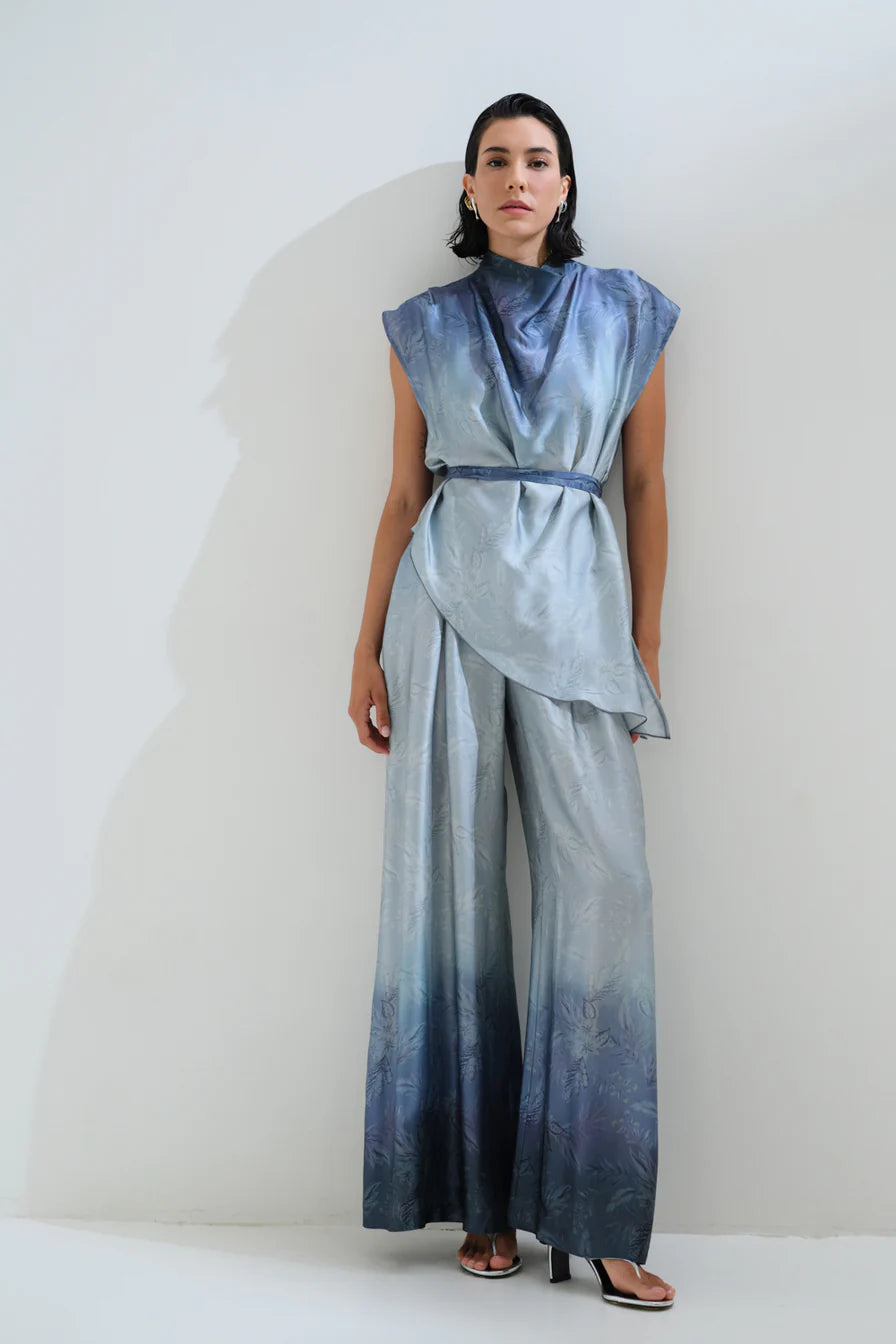 Asymmetric drape blouse