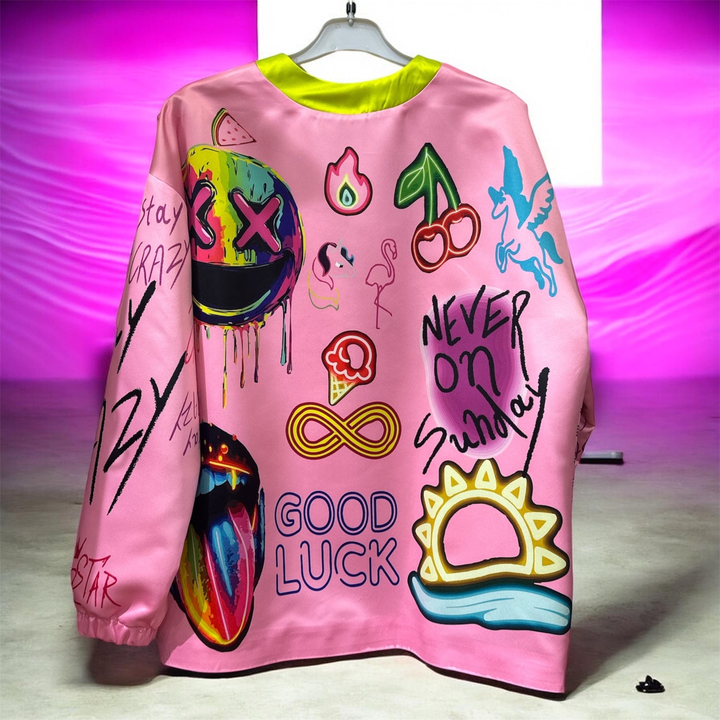 Never On Sunday “Neon Mood” Statement Jacket Pink