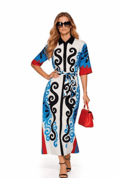 ECLIPTIQUE LONG DRESS BY EIRIANNA | PRINTED MAXI SHIRT DRESS