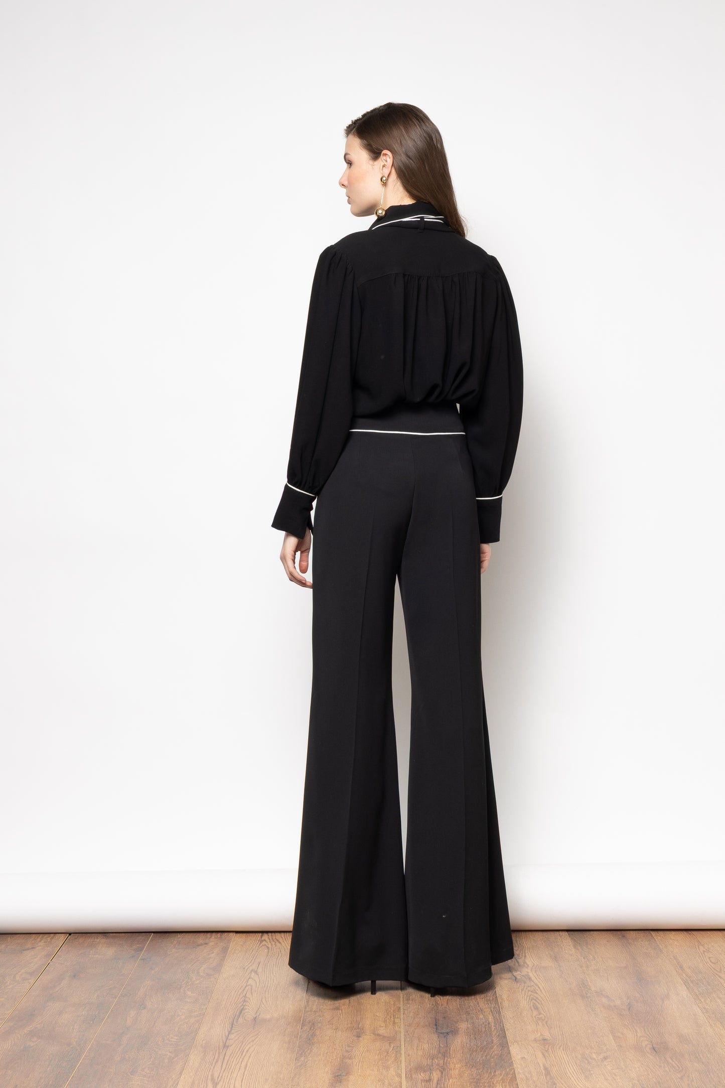 NEMA NEW Black Tailored Pants with Piping