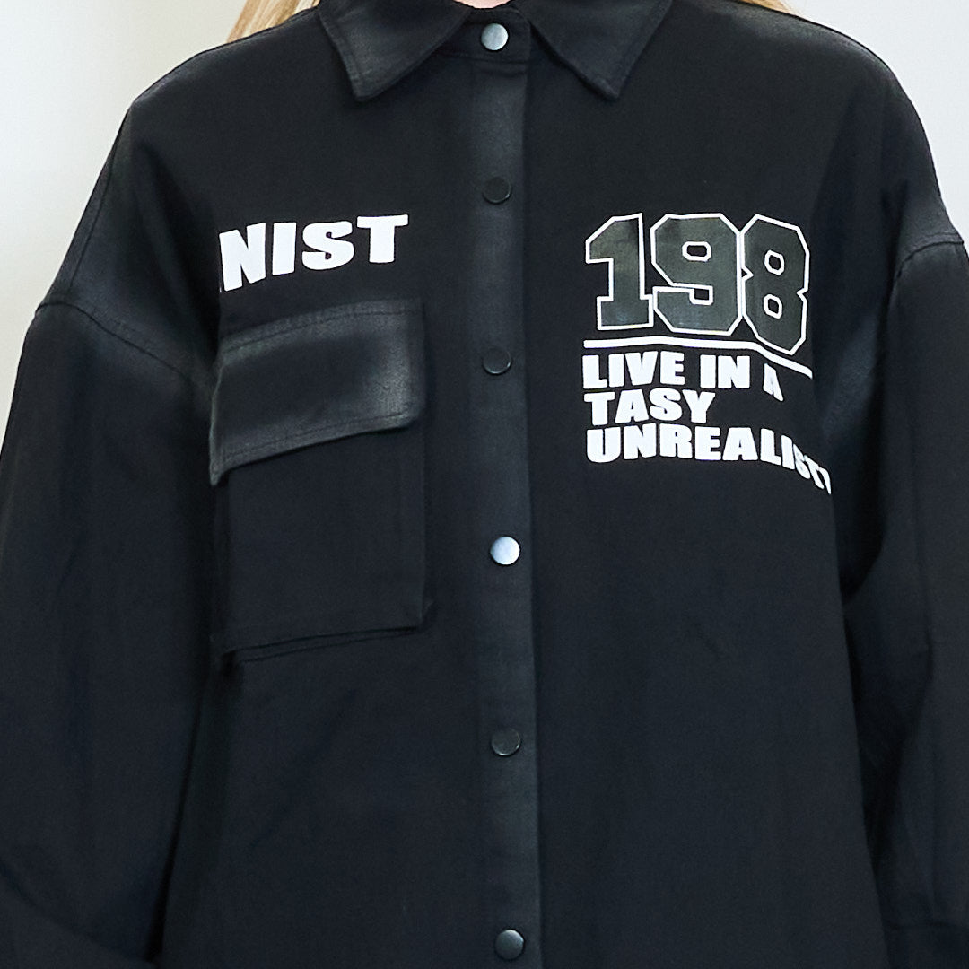 Oversized Black Shirt Jacket