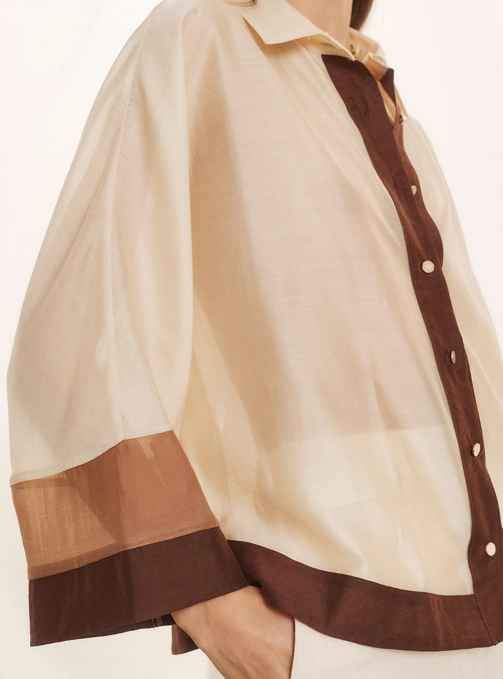 FIGARO Πουκάμισο Ημιδιάφανο NATURE BROWN