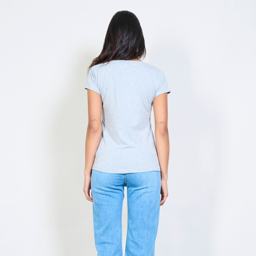 Grey Cotton Teddy Bear T-Shirt slim
