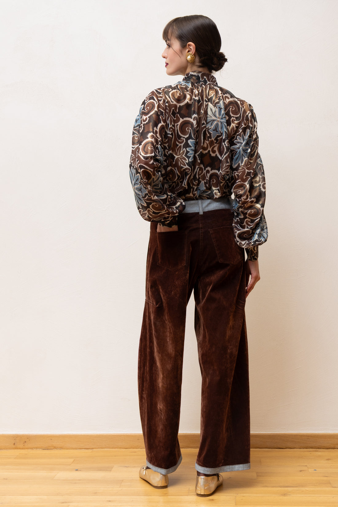 Nema Paisley Ruffle Shirt Glitter