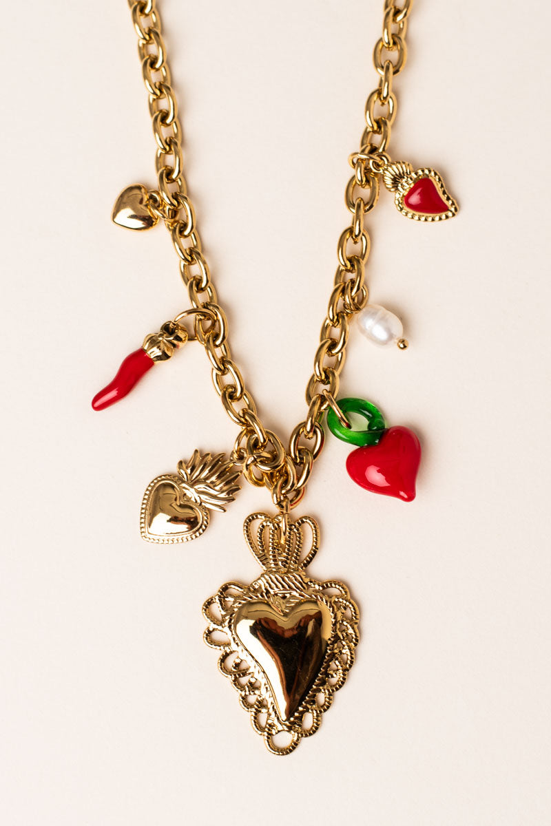 Hearts Crown necklace steel