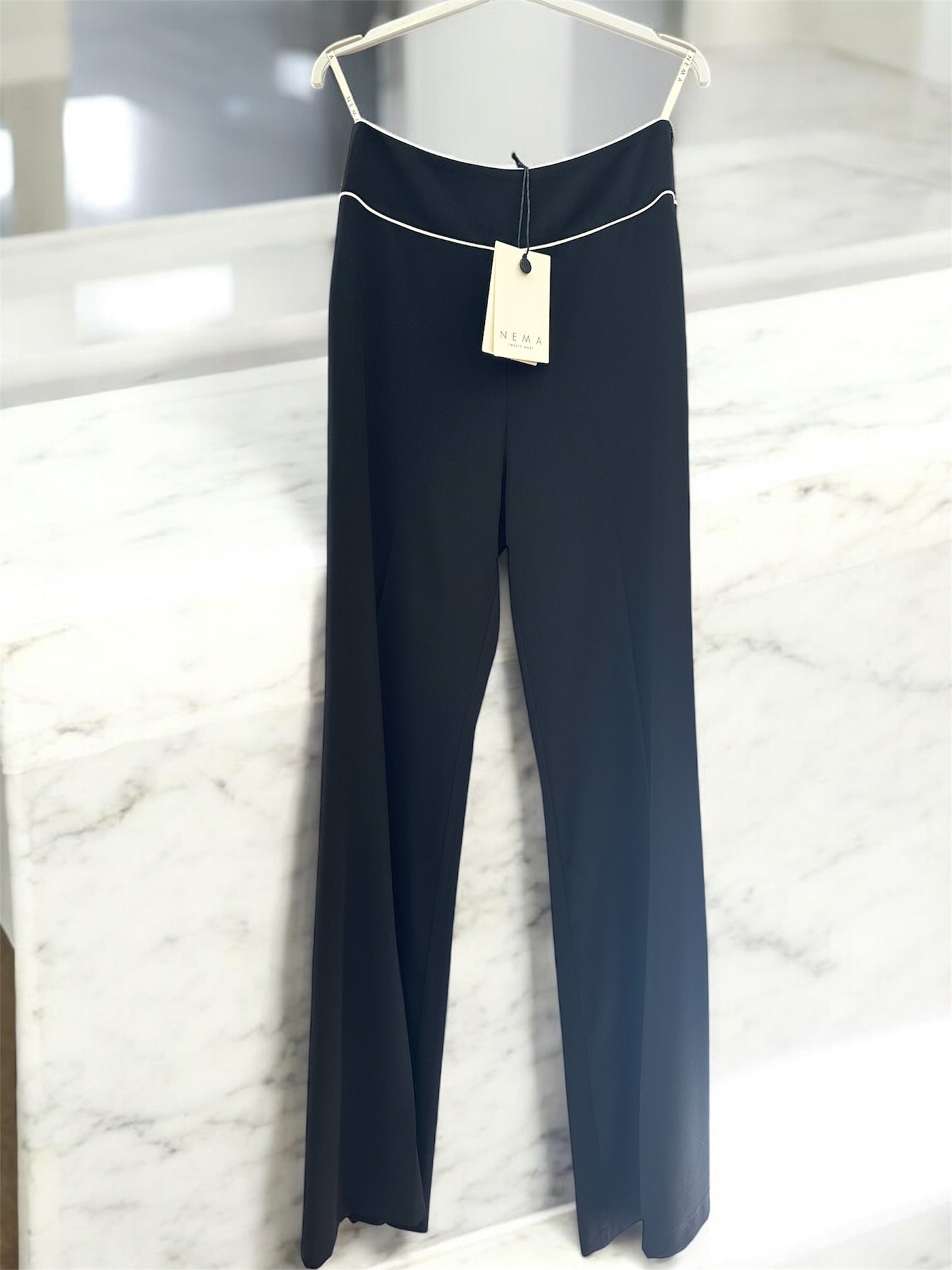NEMA NEW Black Tailored Pants with Piping