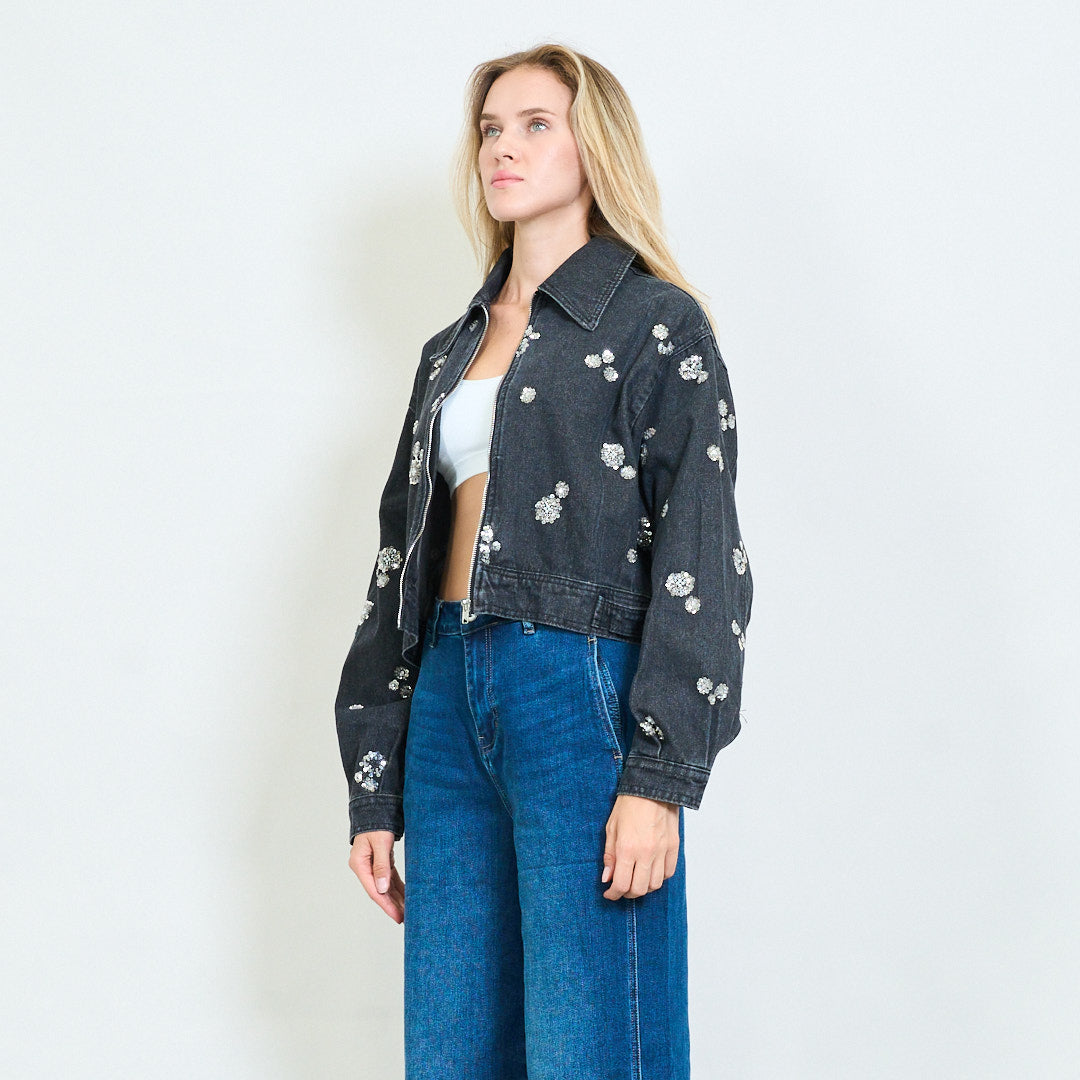 Floral Embroidered Denim Jacket