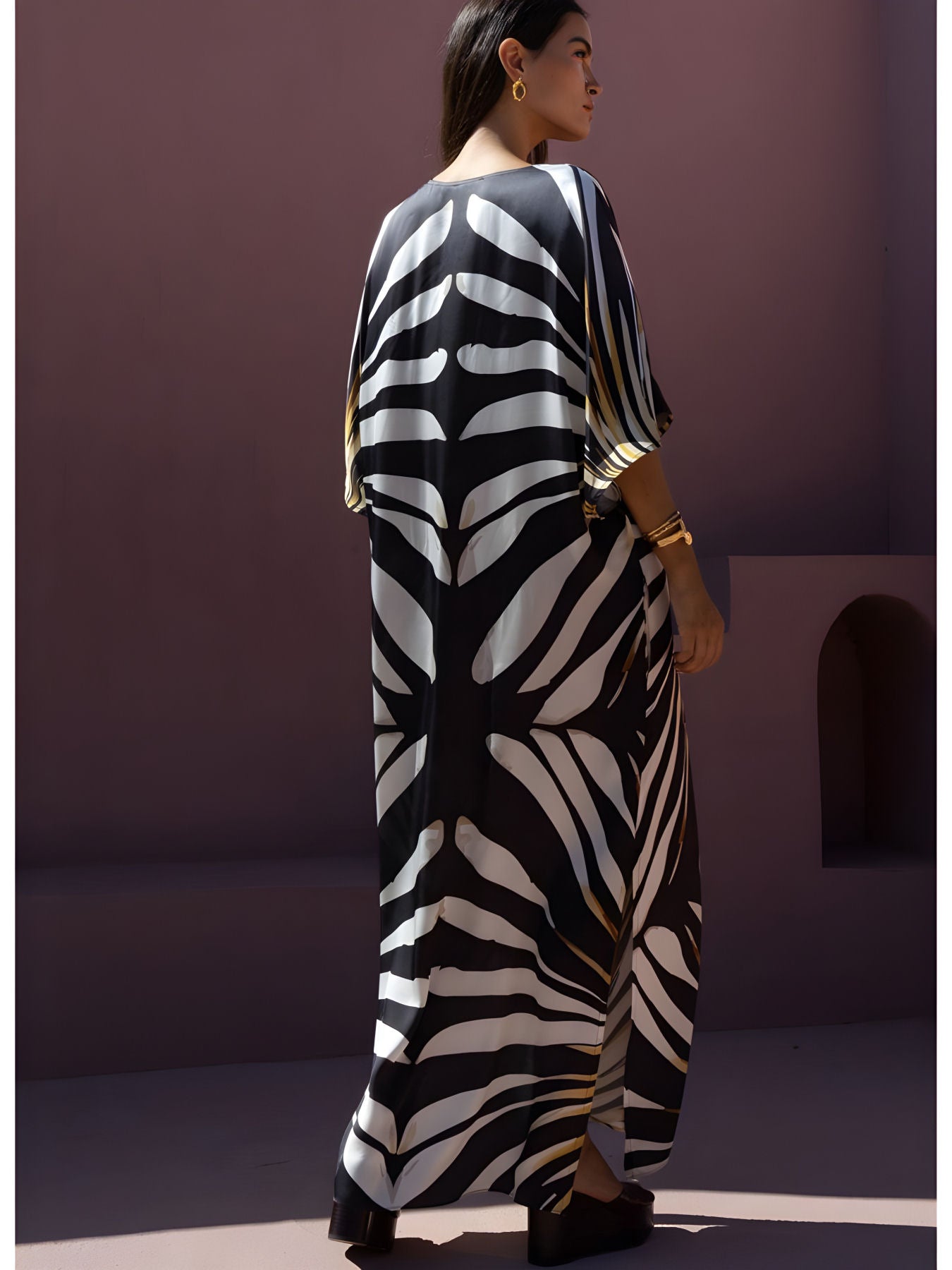 Nema Resortwear Dazze Φόρεμα Viscose – Μαύρο/Εκρού Print