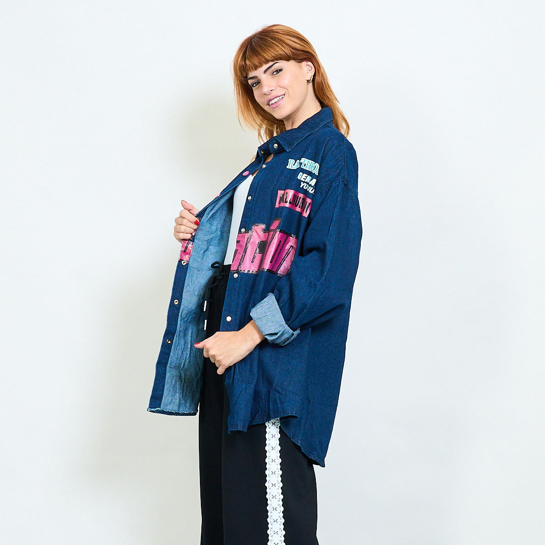 Graphic Overshirt Blue