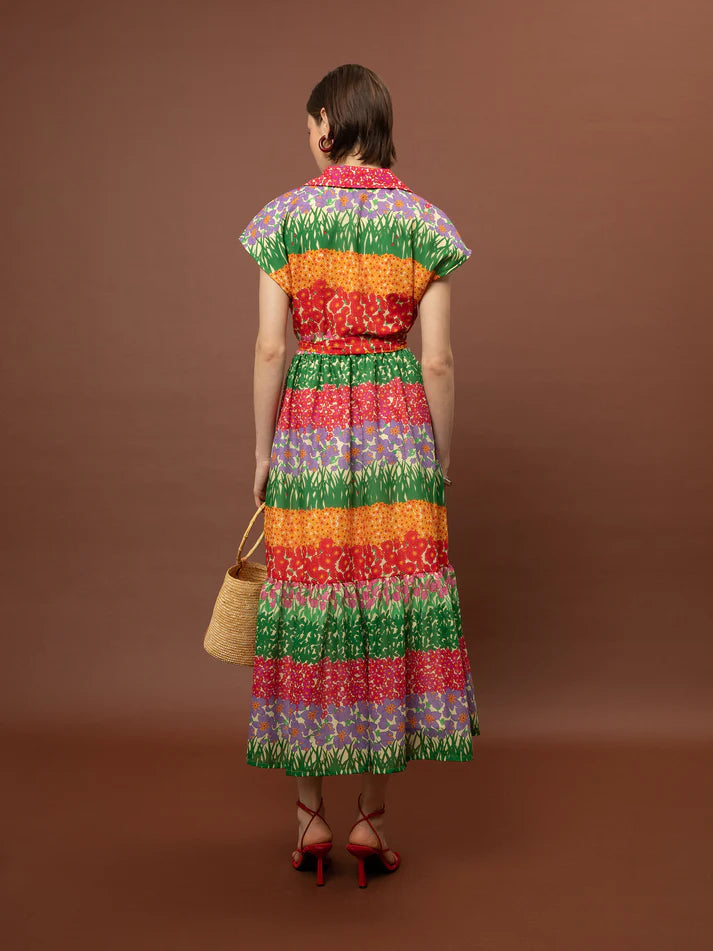 WE__ARE SLEEVELESS COTTON TIERED DRESS - GARDEN