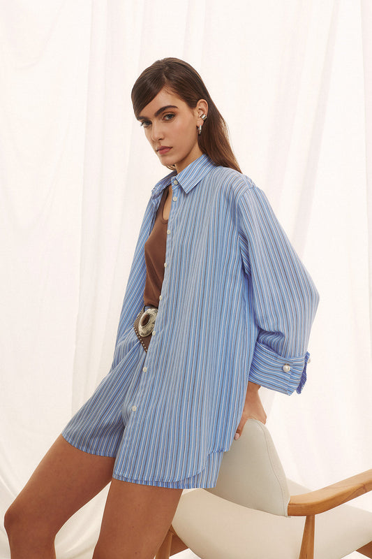 Eighty2 shirt blue with brown