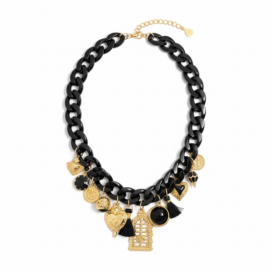 Black Icon Charm Necklace
