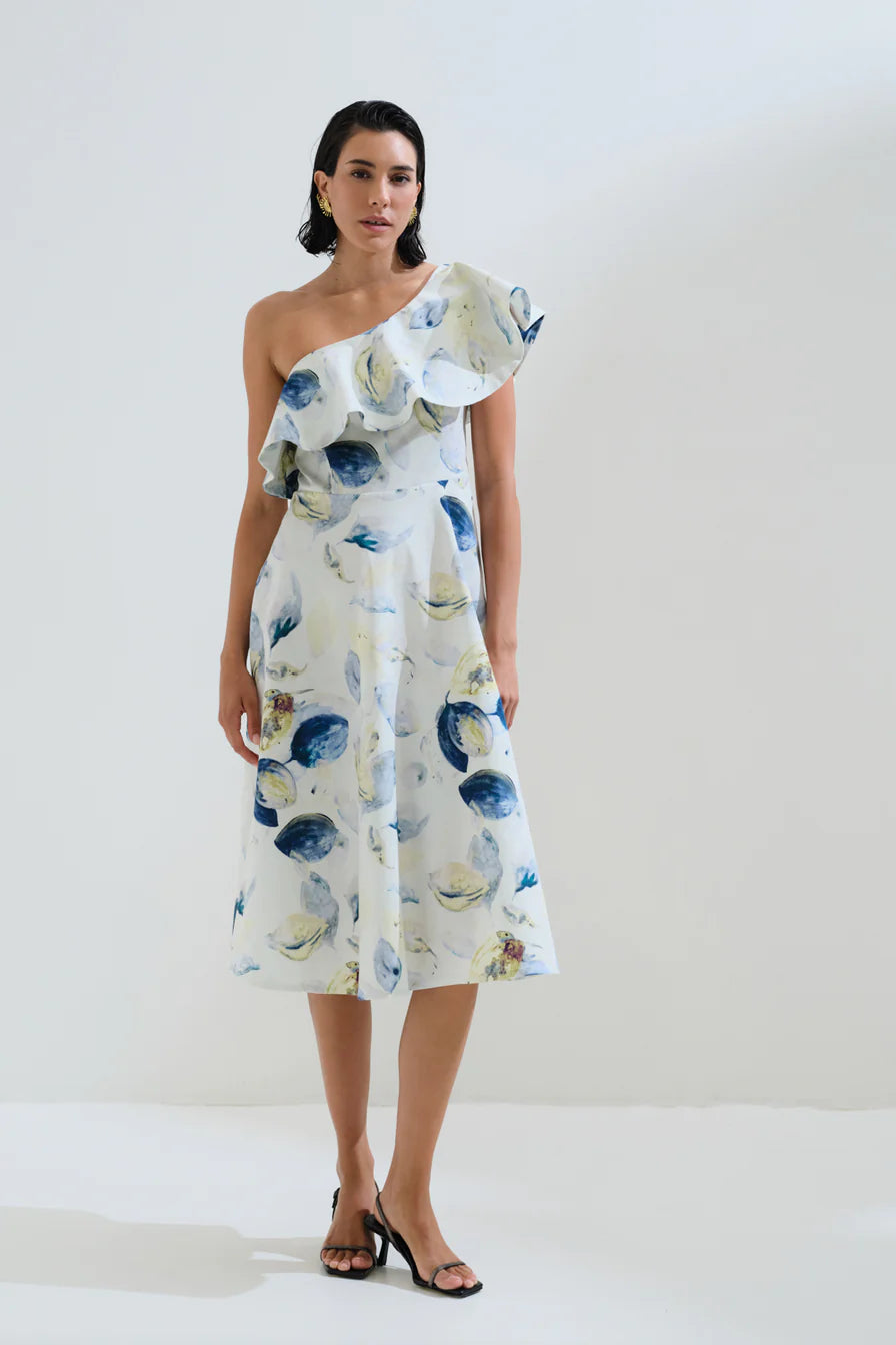 Ruffled one shoulder dress