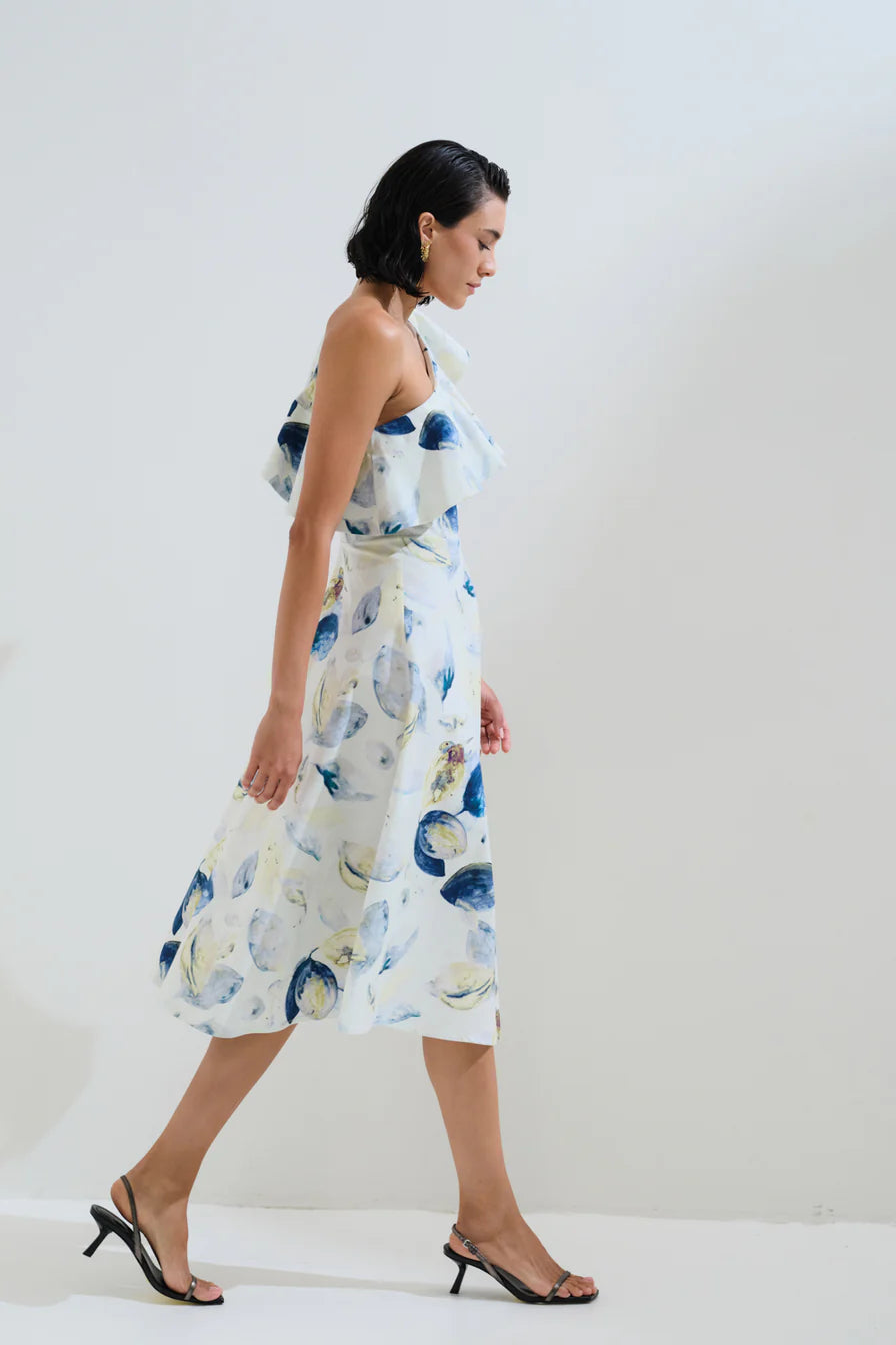 Ruffled one shoulder dress
