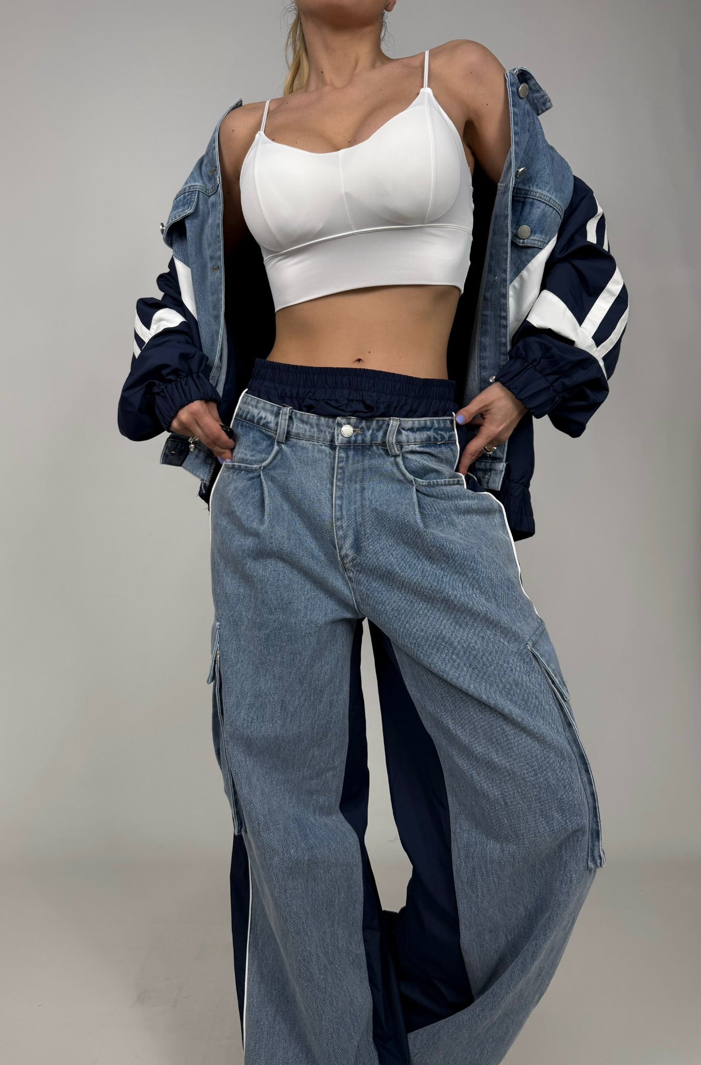 Two-Piece Denim Utility Set