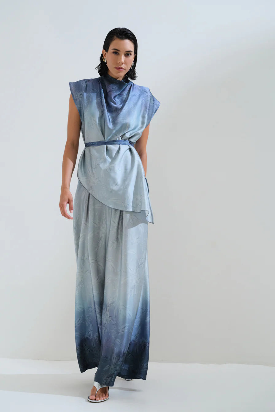 Asymmetric drape blouse