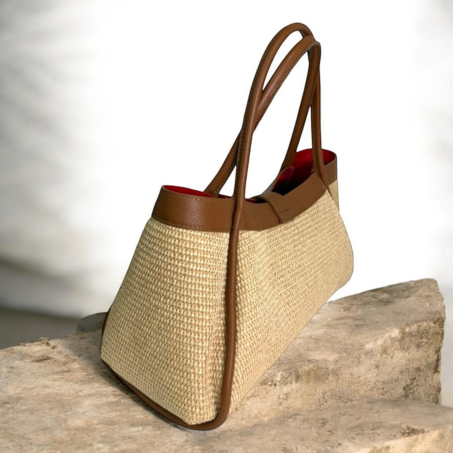 Riviera Straw & Leather Tote – Tan