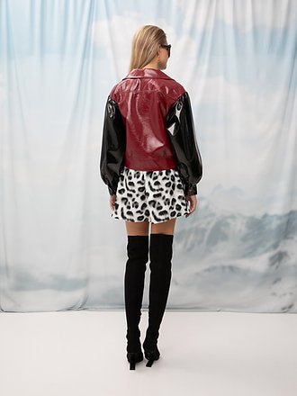 VINYL BIKER JACKET BURGUNDY