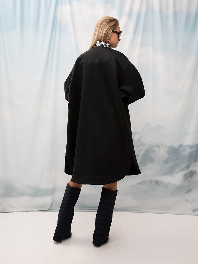 OVERSIZED WOOL COAT BLACK