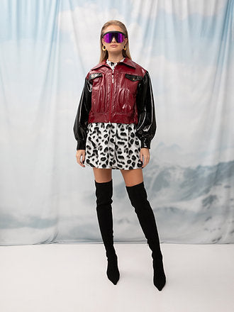 VINYL BIKER JACKET BURGUNDY