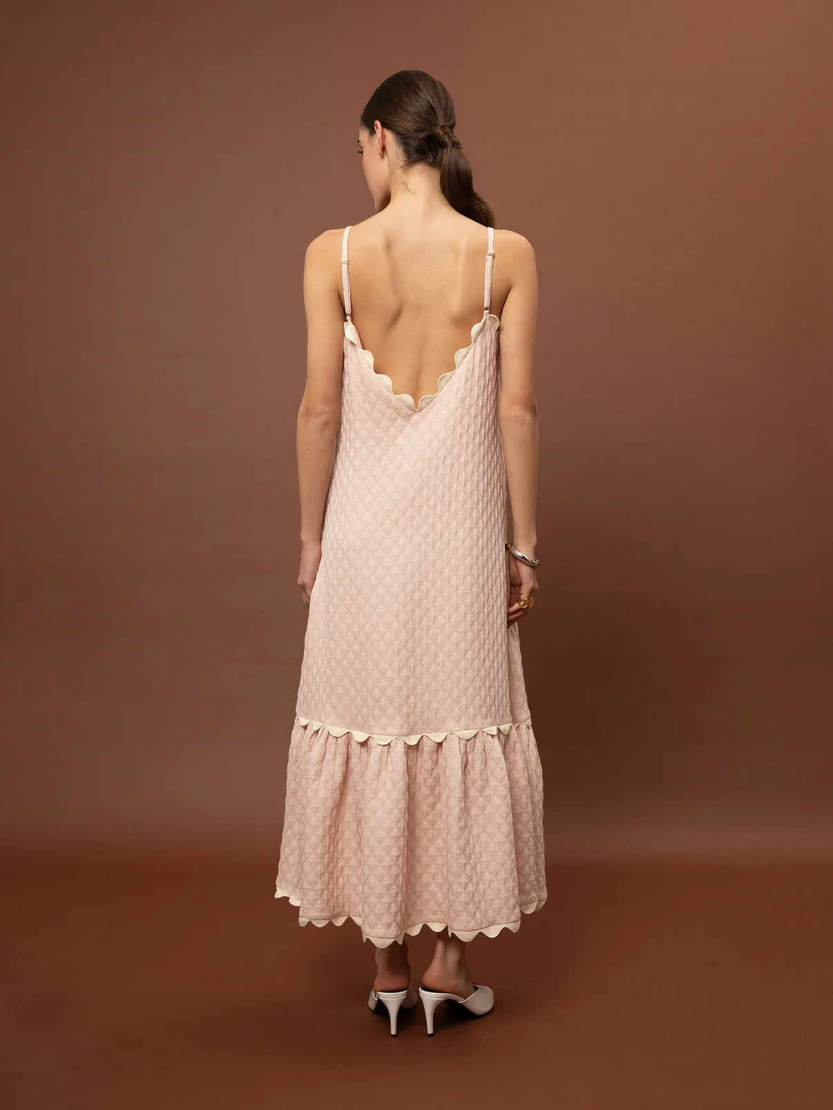 WE__ARE
TIERED JACQUARD DRESS PINK