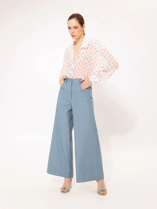 WE ARE WIDE-LEG DENIM PANTS BLUE
