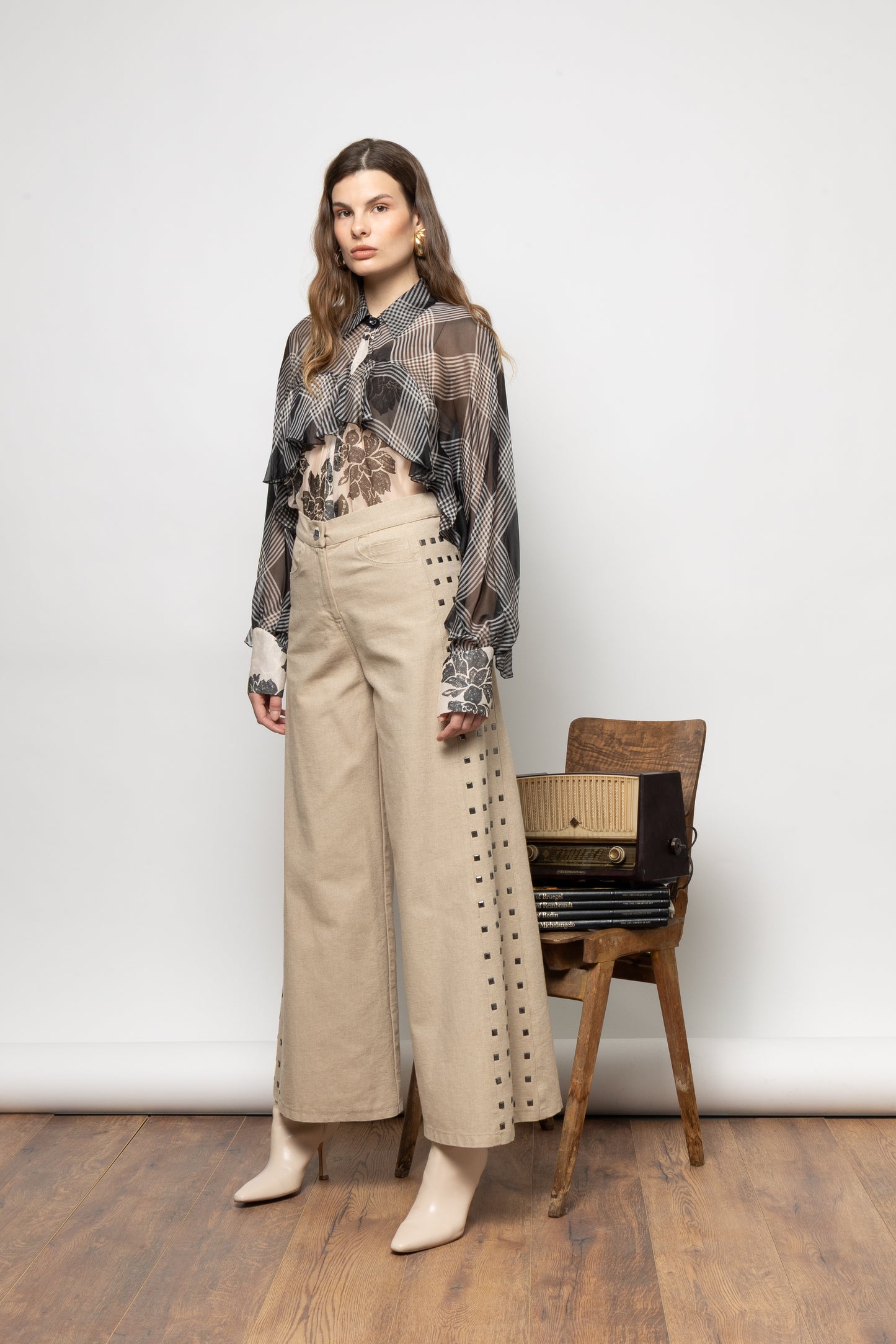 NEMA NEW Monochrome Silk Mixed Print Shirt