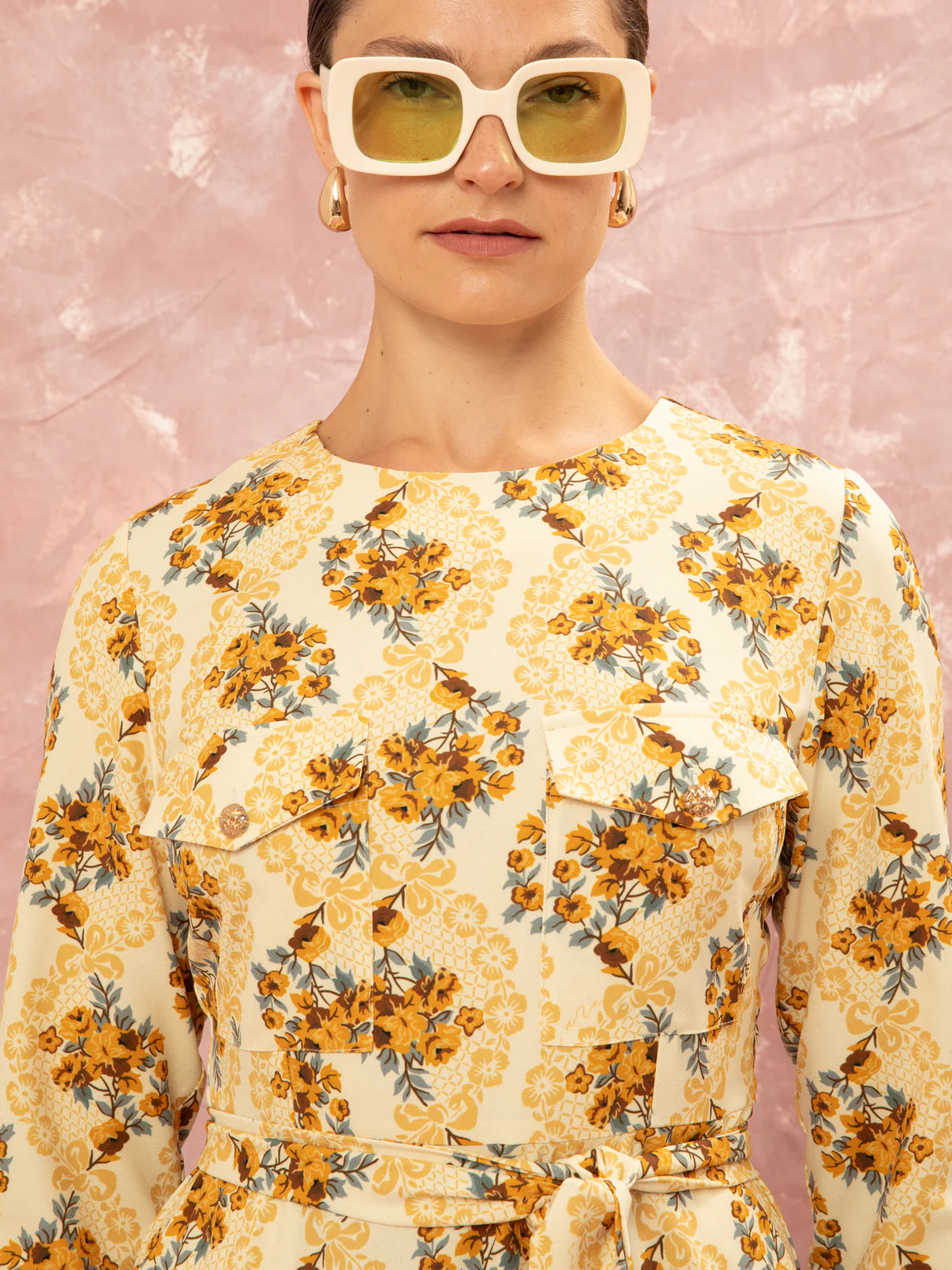 WE__ARE
STRAIGHT LINE MIDI DRESS - LACE BOUQUET CREAM