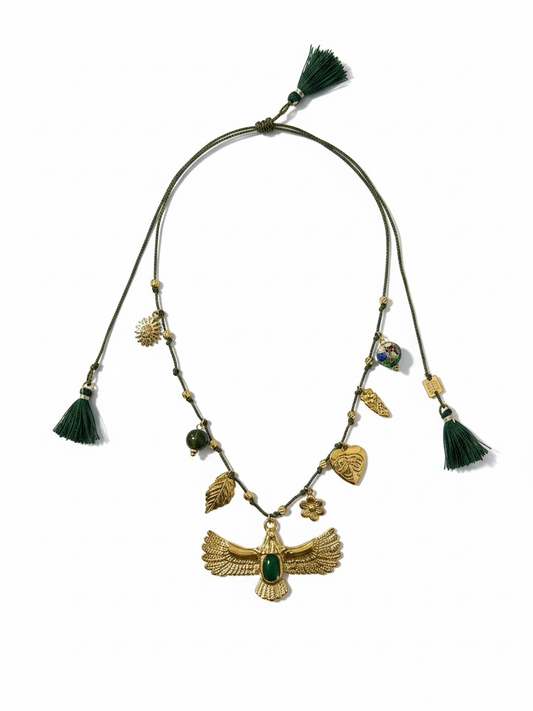 Botanical Tassel Charm Necklace