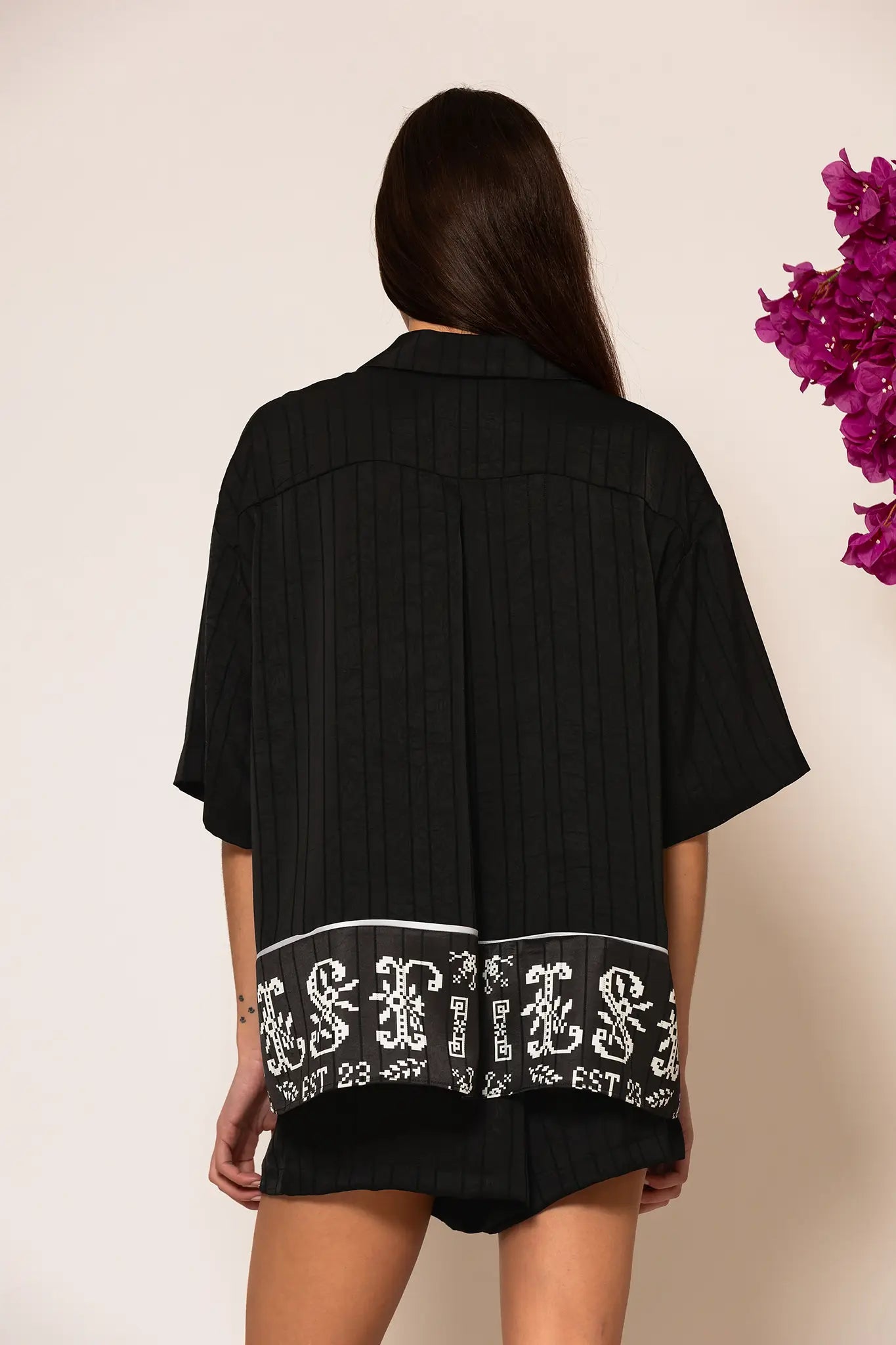 LSF “Semedaki” Oversized Satin Shirt BLACK