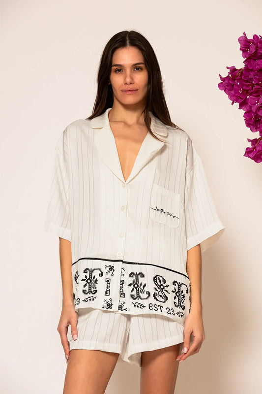 LSF 'Semedaki' Oversized Satin Shirt WHITE