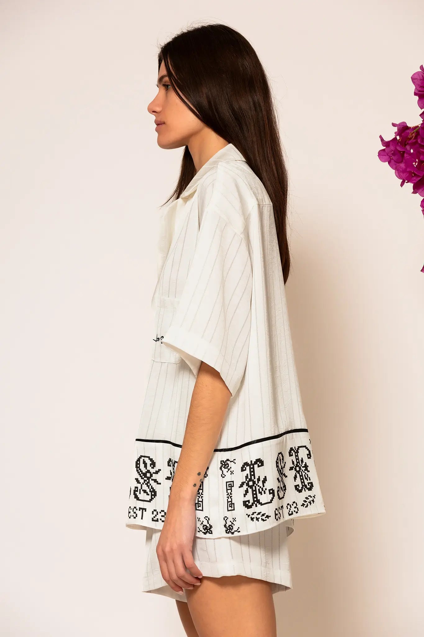 LSF 'Semedaki' Oversized Satin Shirt WHITE