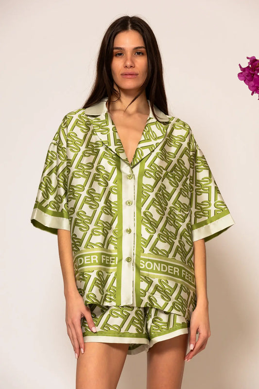 LSF Oversized Signature Satin Print Shirt