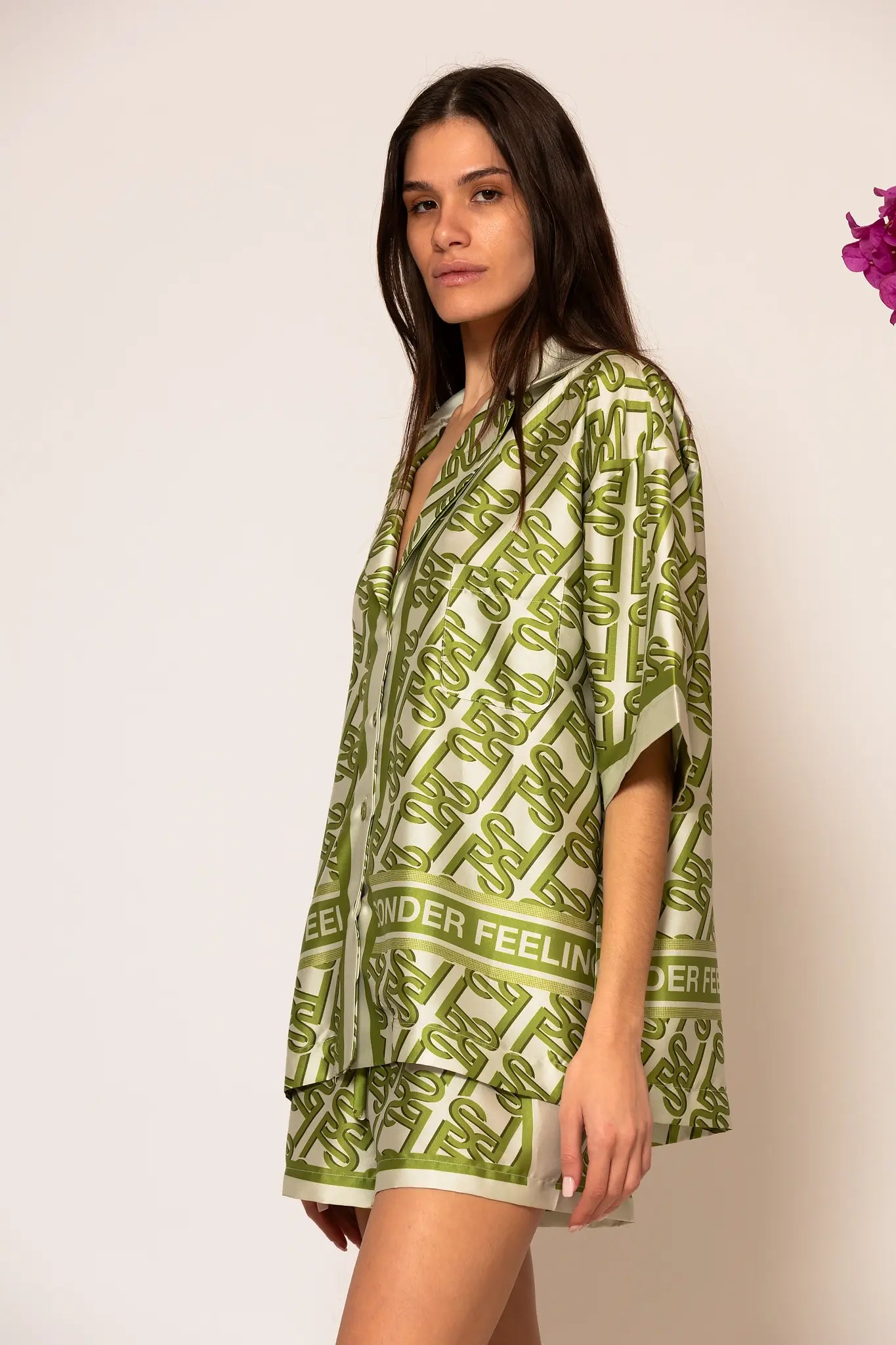 LSF Oversized Signature Satin Print Shirt