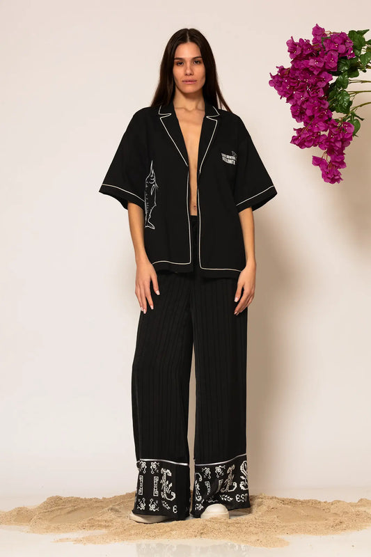 LSF 'Semedaki' Logo Print Wide Leg Pants