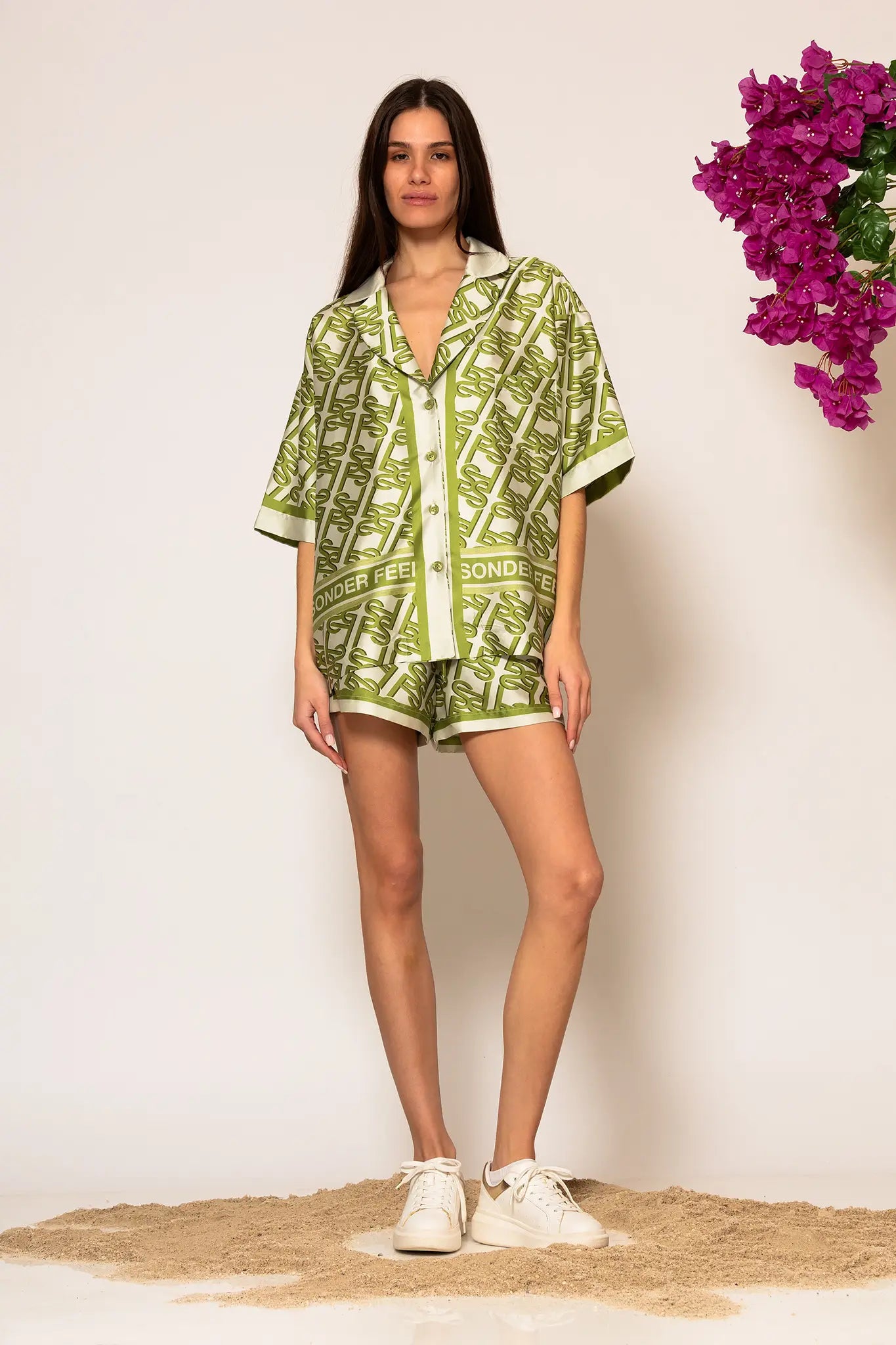 LSF Signature Print Wide Leg Shorts