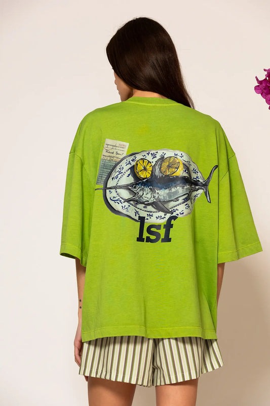 LSF “Kamaki” Loose fit T-shirt with logo print GREEN