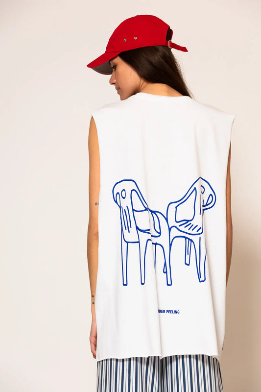LSF “Piase mia karekla” Loose fit Sleeveless T-shirt with logo print