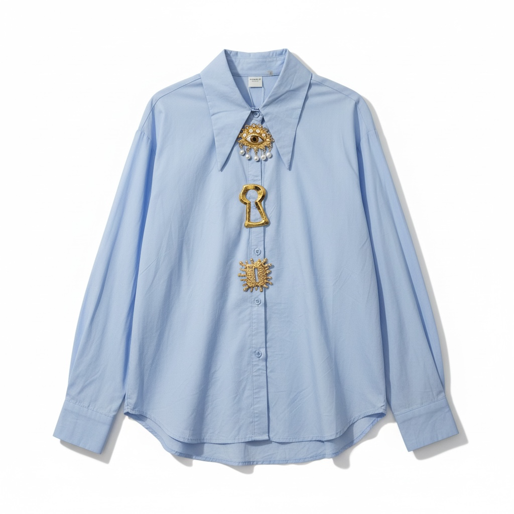 Charm Detail Shirt – Sky Blue