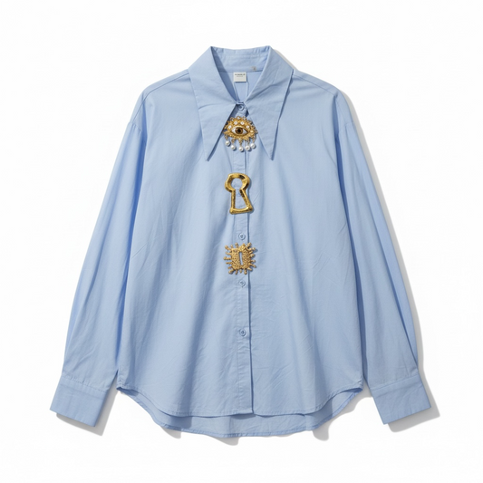 Charm Detail Shirt – Sky Blue