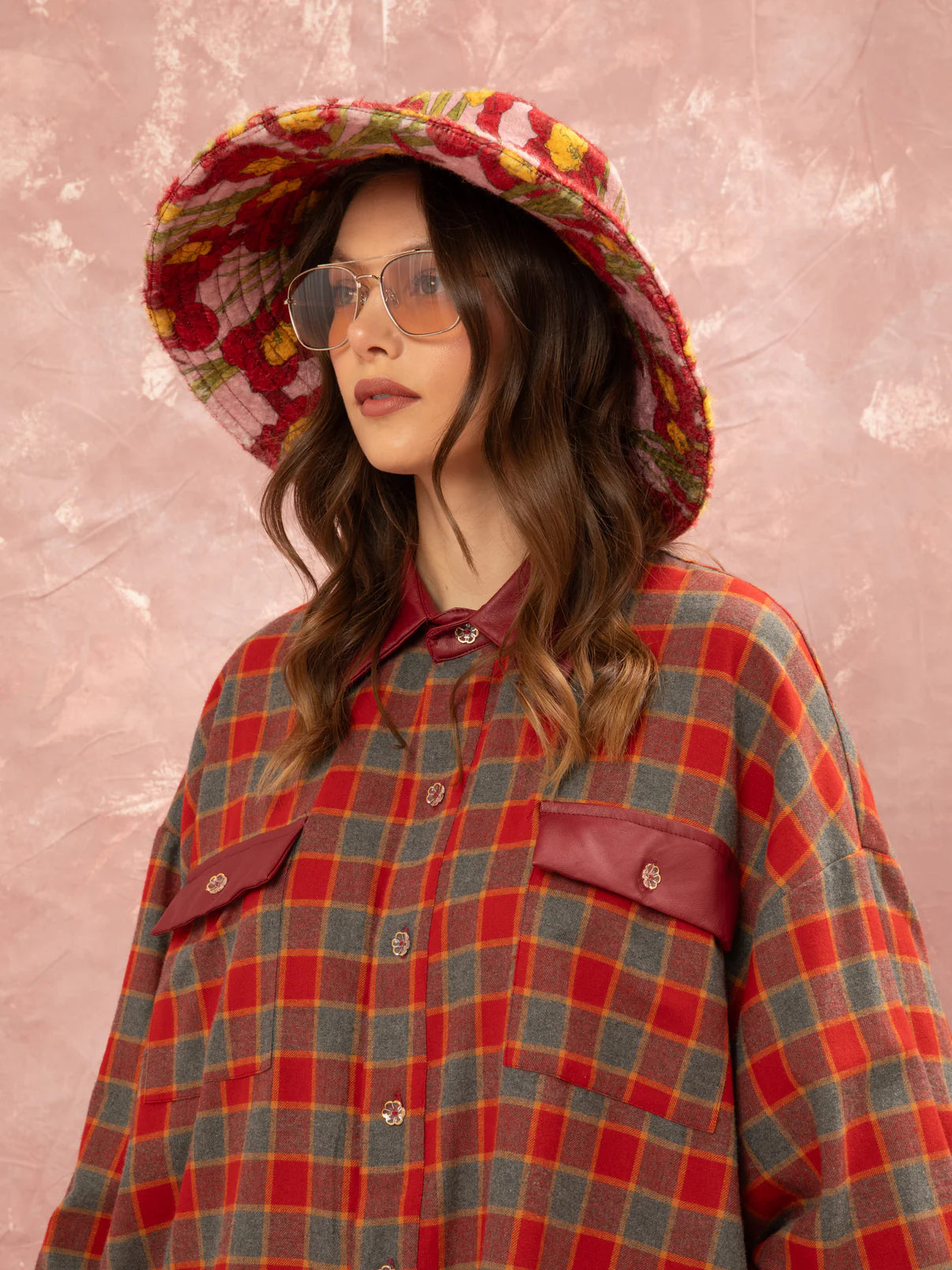 WE__ARE
CHECKED MIDI SHIRT DRESS - RED