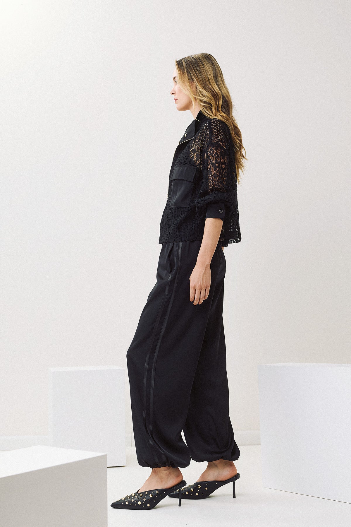 Figaro Lace Utility Jacket Black