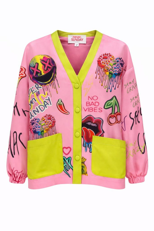 Never On Sunday “Neon Mood” Statement Jacket Pink